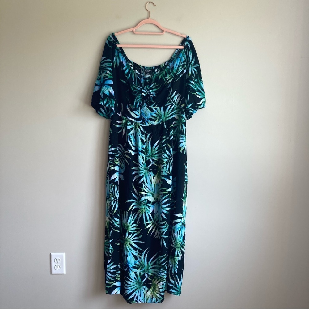 NWT City Chic Black Tropical Print Maxi Dress 16